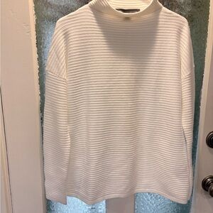 French Connection White XS Ribbed Cowl Sweater